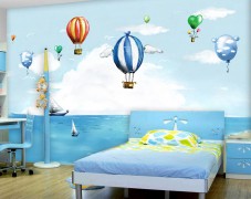 儿童房手绘–碧海蓝天