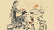 柴火鸡国画人物场景手绘墙–壁画—火锅店手绘—-餐厅手绘