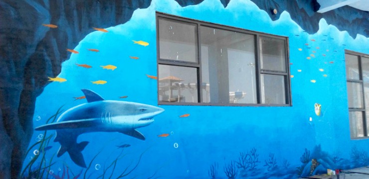蒸气鱼餐厅壁画手绘